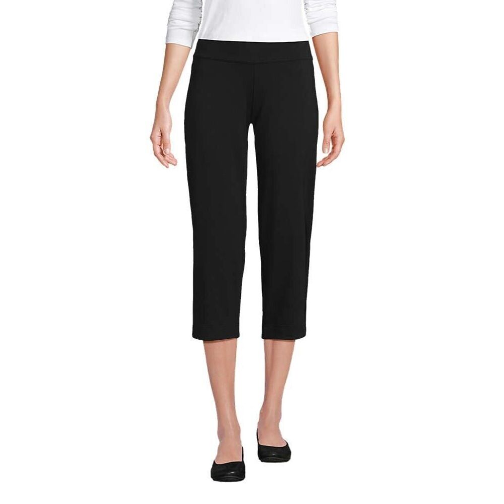 Lands End Shore Knit Cotton Capri Pants Black 23" Inseam Stretch Women's Size S